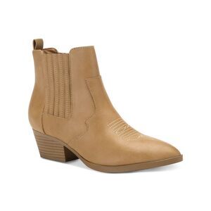 SUN STONE Womens Tan Brown Goring Grangerr Pointed Toe Block Heel Booties 10 M